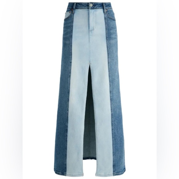 Two Tone Alice + Olivia Jeans Rye Two Tone Denim Skirt NWOT - Picture 1 of 11